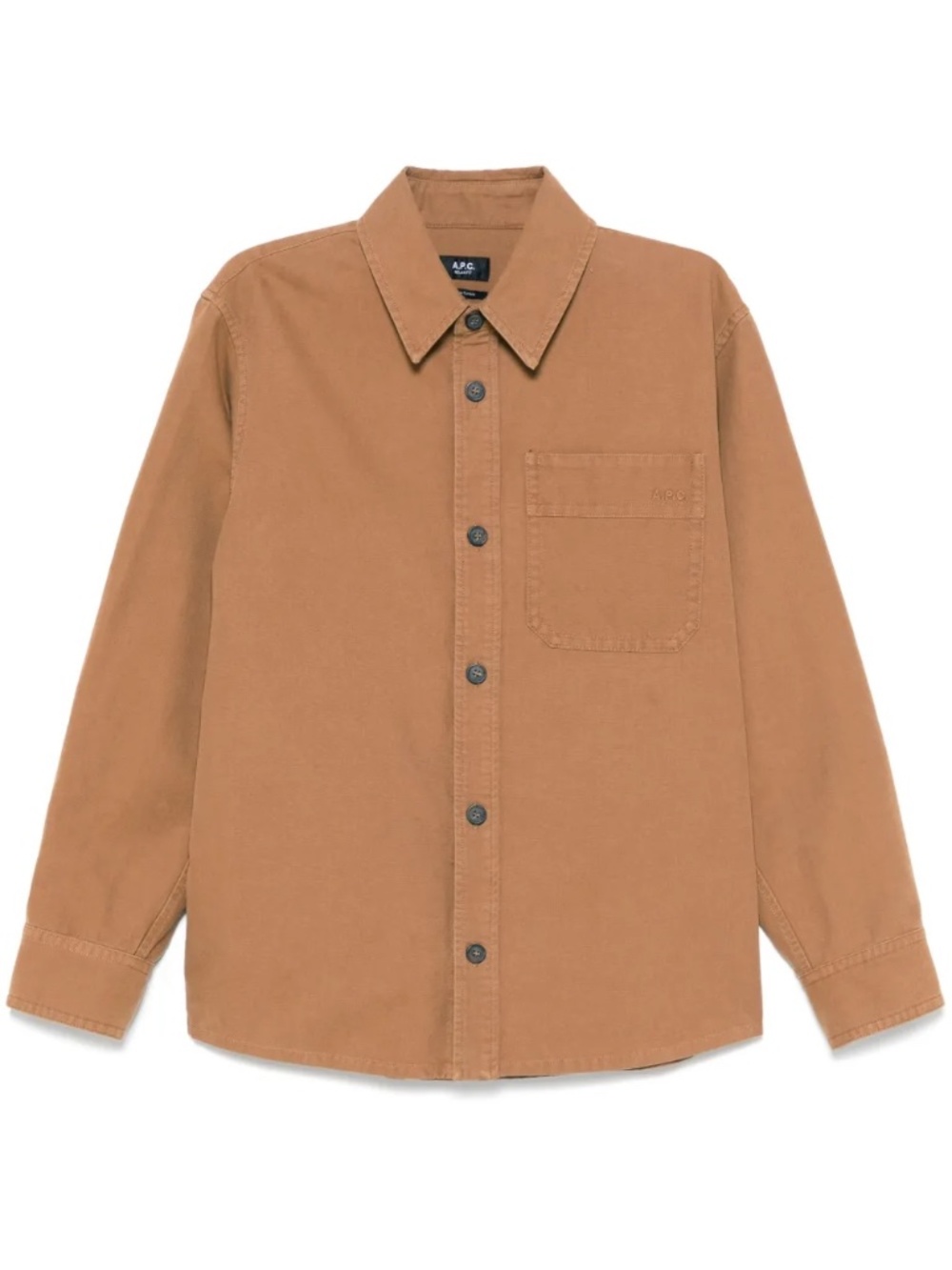 A.P.C. Basile Long Sleeve Button Up Shirt in Camel Tan Men's Large